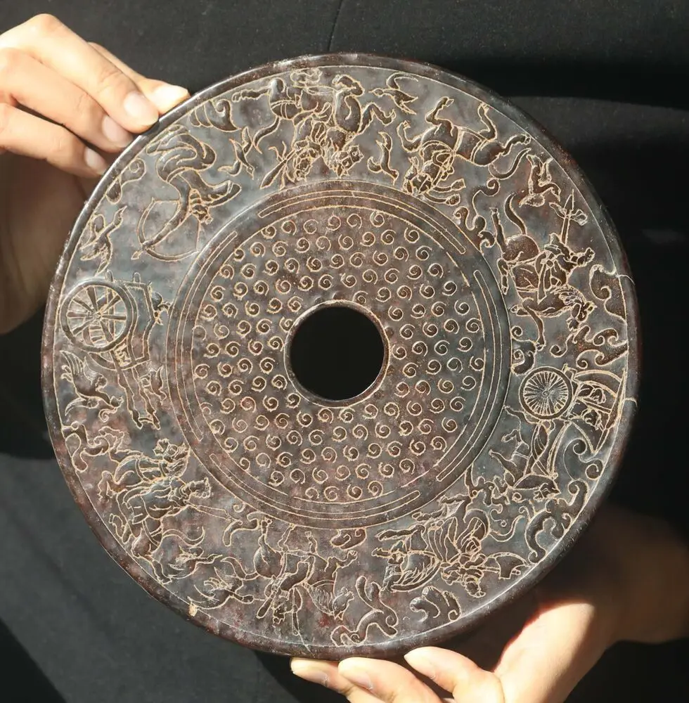 

Старинная резная статуя из натурального нефрита hetian, статуя лошади и солдата