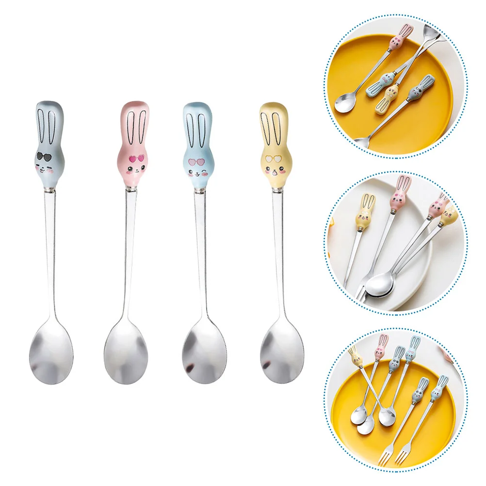 

Spoon Spoons Coffee Dessert Ice Cream Stirring Stainless Steel Cartoon Soup Tea Espresso Teaspoon Cocktail Easter Mixing Ceramic