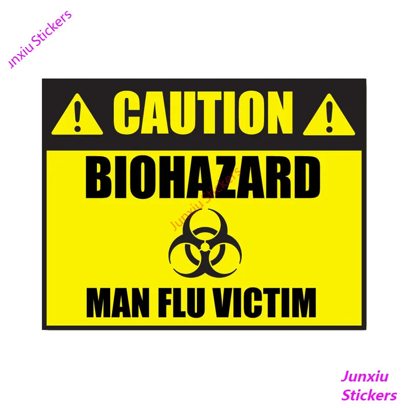 

Fashion CAUTION BIOHAZARD MAN FLU VICTIM Car Sticker Funny Window Bumper Motorcycle Laptop Trunk Decal Accessories KK14*11cm