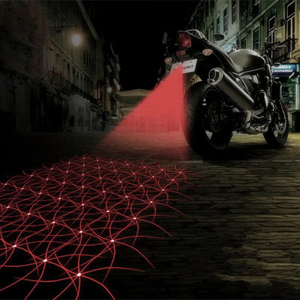 

Cool Motorcycle Tail Warning Light Laser Fog Lamps Waterproof Moto Rear Braking Reversing Lights Driving Safety Motorbike Refit