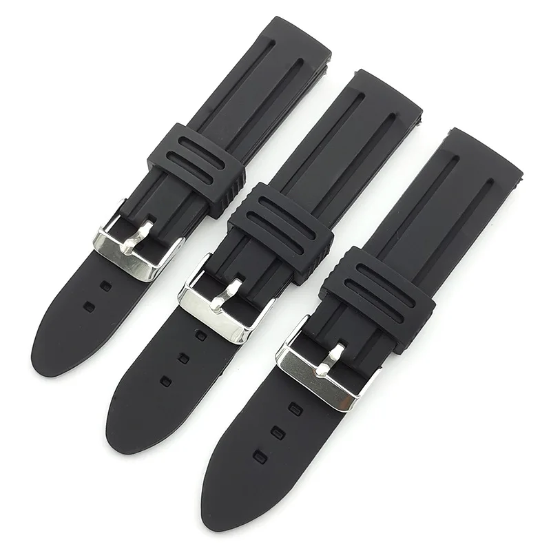 

Silicone 20 22 24mm Double Channel Silicone Watch Band Bracelet Watch Strap Waterproof Sports