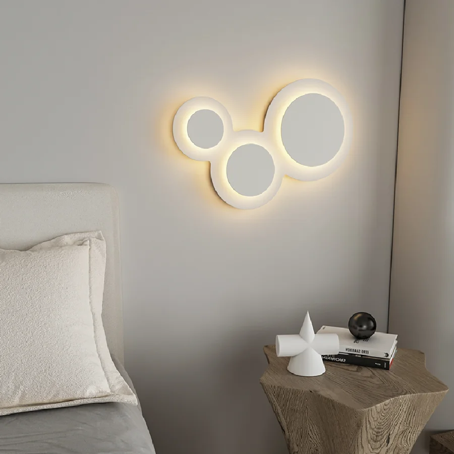 

Круглая Белая настенная лампа IWP в скандинавском стиле, креативный минималистичный светильник для комнатной спальни, гостиной, коридора, де...