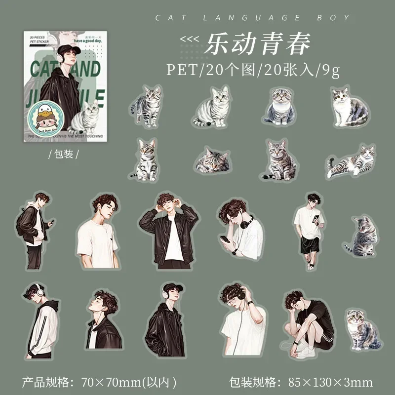 

Стикеры "Мальчик с языком кошки", 20 шт