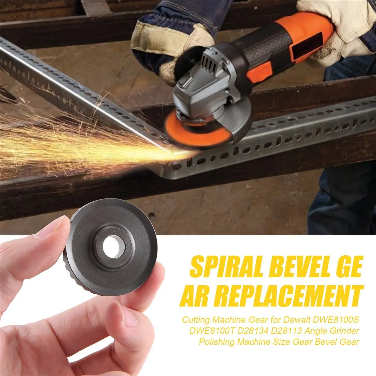 Фото Разделенная шестерня режущего станка для Dewalt DWE8100S DWE8100T D28134 D28113, угловая шлифовальная машина, размер шестерни, коническая шестерня №1