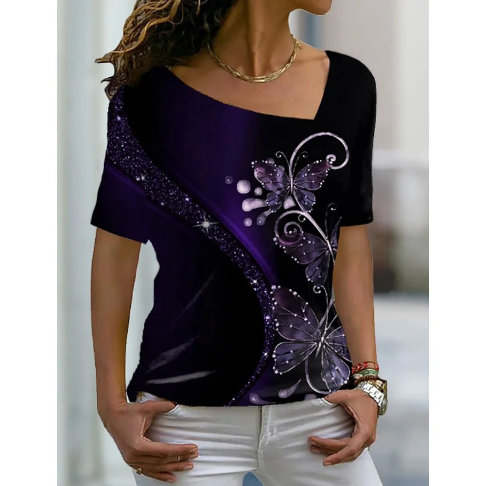 

Women'S T-Shirt Fashion Casual Summer Short-Sleeved T-Shirts V-Neck Tops Women'S Oversized Loose Daily Shopping Y2k Clothes 2023