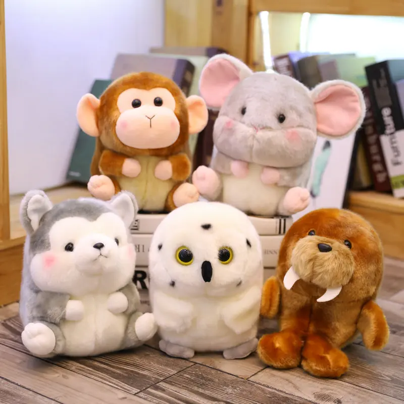 Cute Kawaii Pet Ball Panda Monkey Owl Husky Mouse Hamster Plush Toys For Girl Furry Plush Doll Dec Calf  Kids Christmas Gifts
