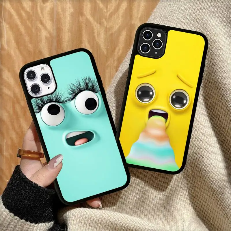 

Funny Face Phone Case Silicone PC+TPU Case for iPhone 11 12 13 Pro Max 8 7 6 Plus X SE XR Hard Fundas