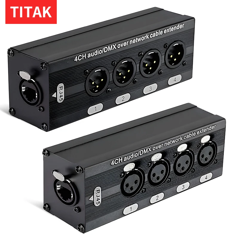 Фото 1 пара 4-канальный XLR/DMX аудио RJ45 Cat5/Cat6 Ethernet-удлинитель XLR-удлинитель приемопередатчик для живой сцены, студии звукозаписи №1
