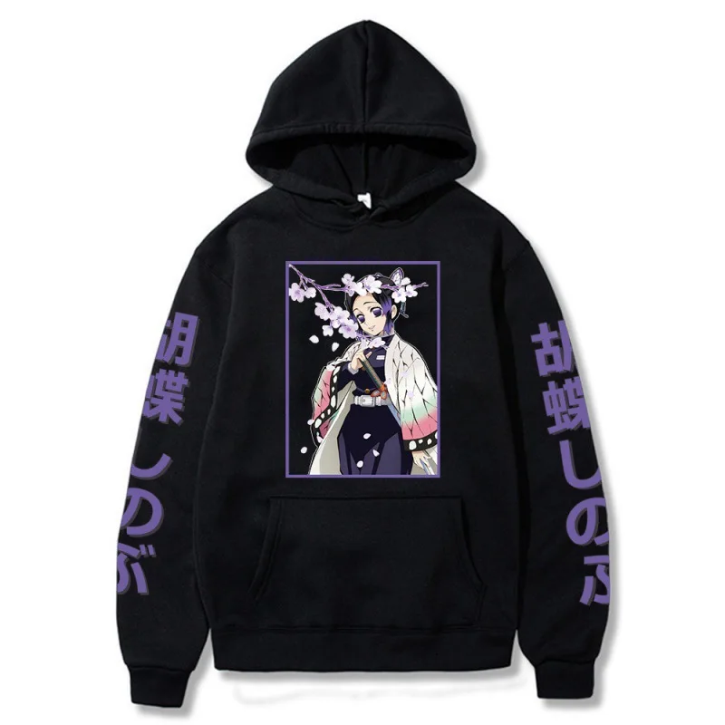 

Anime Demon Slayer Kimetsu No Yaiba Hoodies Shinobu Kocho Sweatshirts Cozy Tops Unsiex Hoody Pullovers Sudadera Felpa Moletom