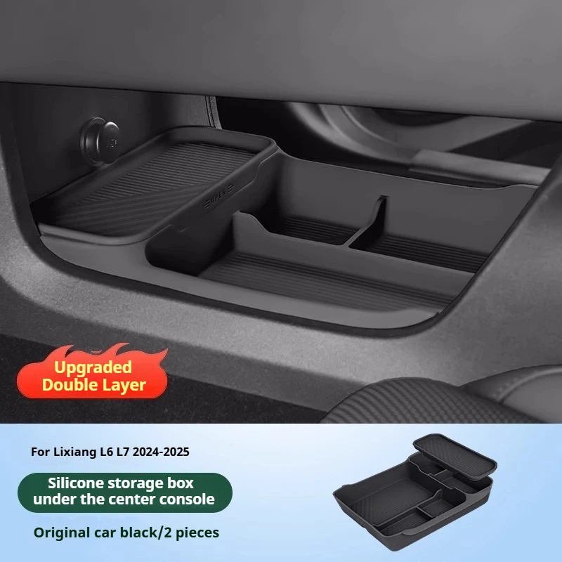 

Для Li Lixiang L6 L7 L8 L9 автомобиль под центральным управлением силиконовый двухслойный ящик для хранения нижний центральный ящик для хранения интерьера