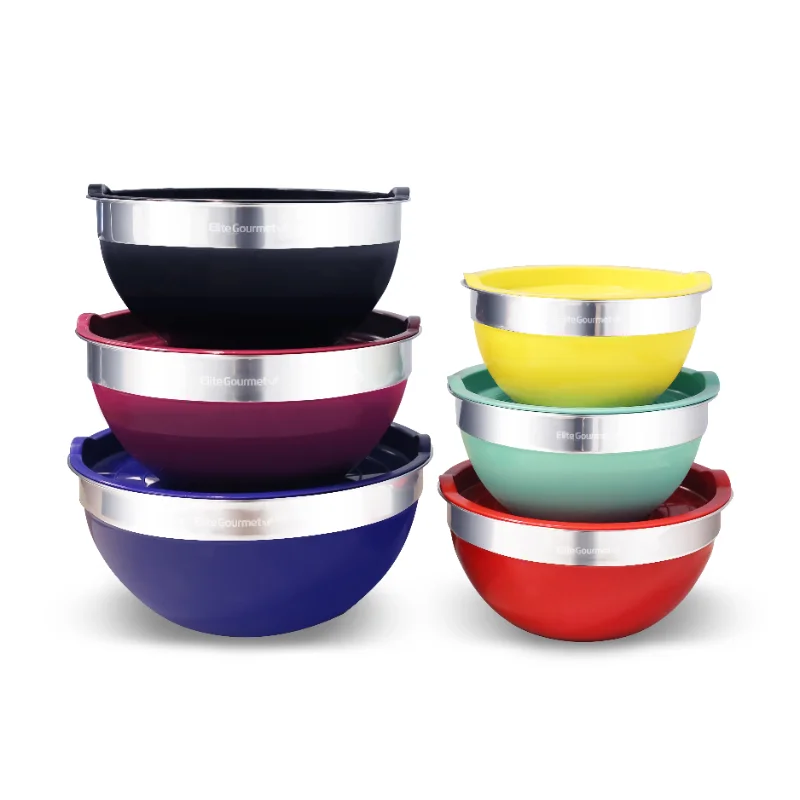 

Elite Gourmet Stainless Steel Mixing Bowl Set 12 Pieces