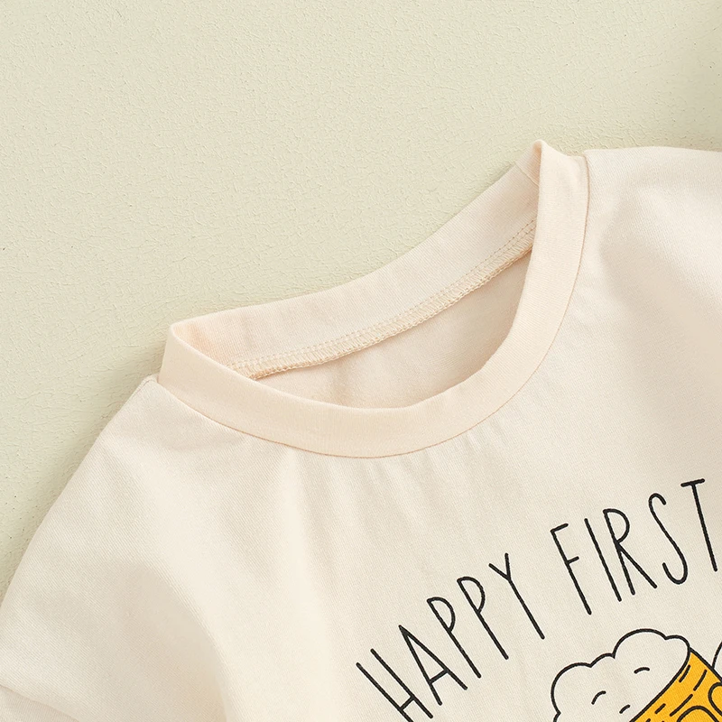 Детский комбинезон с коротким рукавом и круглым вырезом