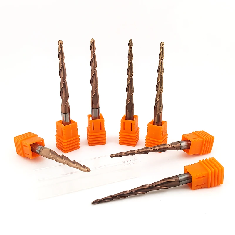 Коническая сферическая концевая фреза HRC55 из карбида вольфрама, фреза ...