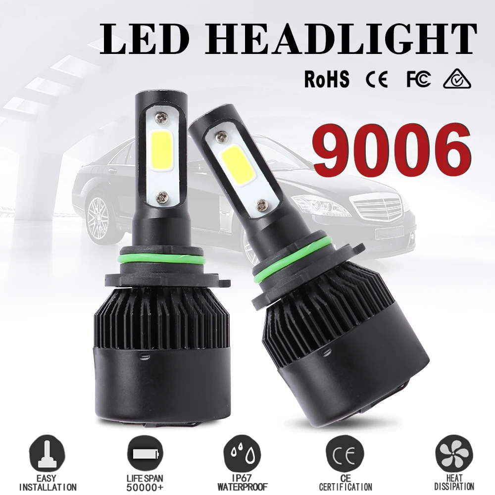 

Super White Car H8 H3 H11 H7 H4 H1 9005 9006 LED Headlights 6000K Cool 72W 8000LM COB Bulbs Diodes Automobiles Parts Auto Lamps