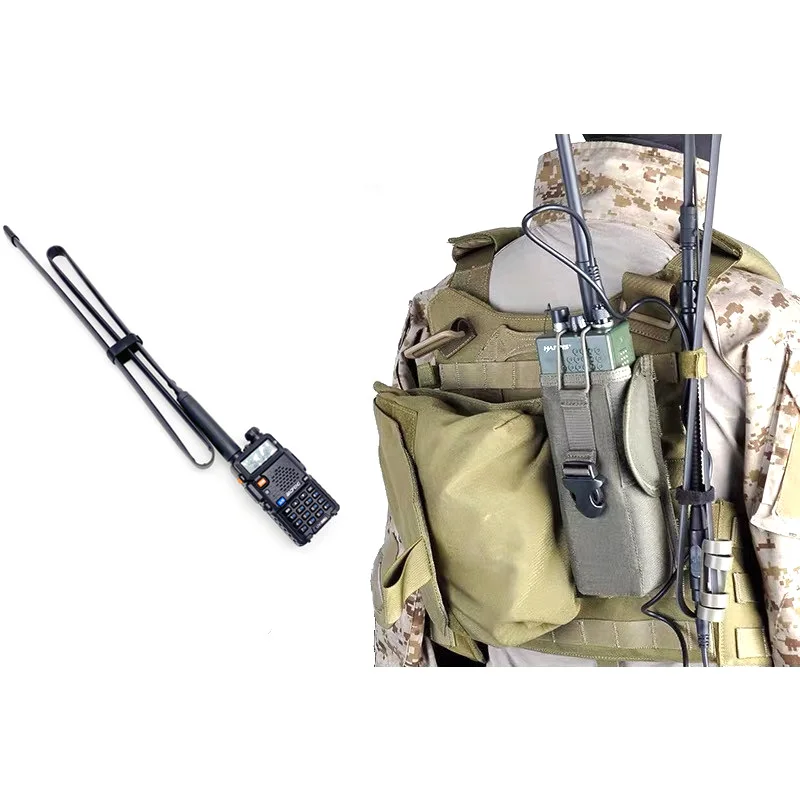 New Tactical SMA-F Foldable Antenna VHF UHF Walkie Talkie Baofeng UV-5R 82 9R Plus antenna BF-888S For CS Hunting  Fighting images - 6