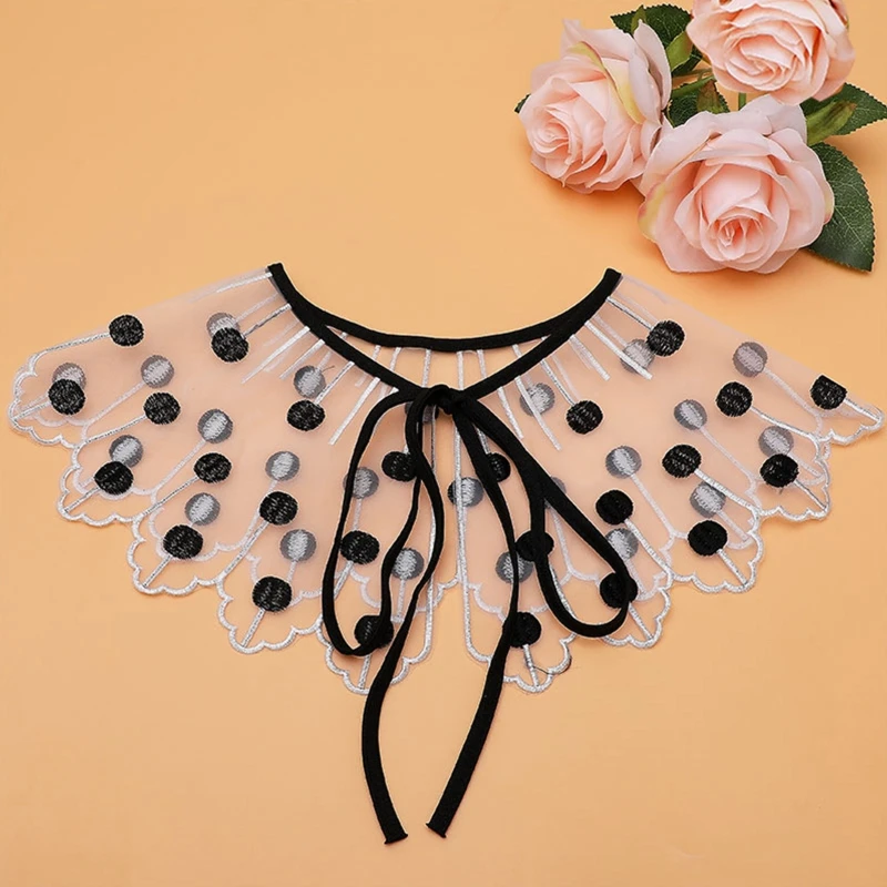 

False Collar Embroidery Collar Polka Dot Shoulder Warp Collar Cute Decorative Collar Dickey Collar Easy To Wear DXAA