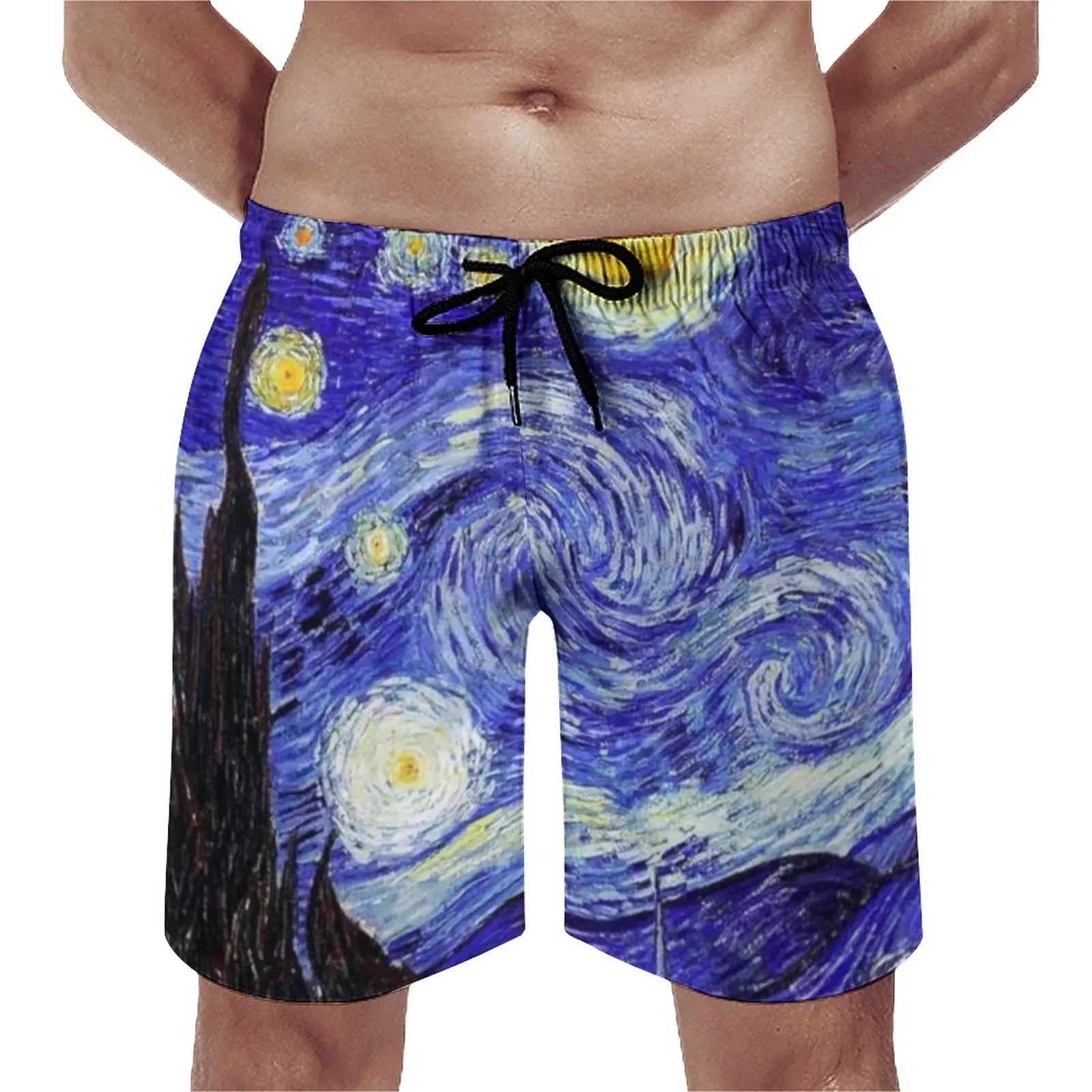 

Van Gogh Mountains Board Shorts Summer Starry Night Mountain Sports Surf Board Short Pants Man Quick Dry Funny Swimming Trunks