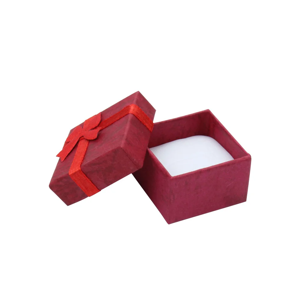 

5pcs Square Small Gift Box with Bowknot Decor for Ring Earrings Jewellery (Red)