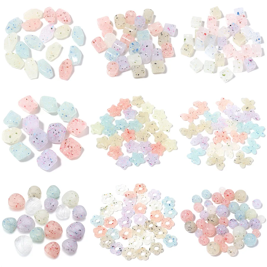 

10/20/30/50Pcs Mix Color Acrylic Beads Pentagram Flower Color Dot Acrylic Loose Spacer Beads For DIY Jewelry Making Accessories