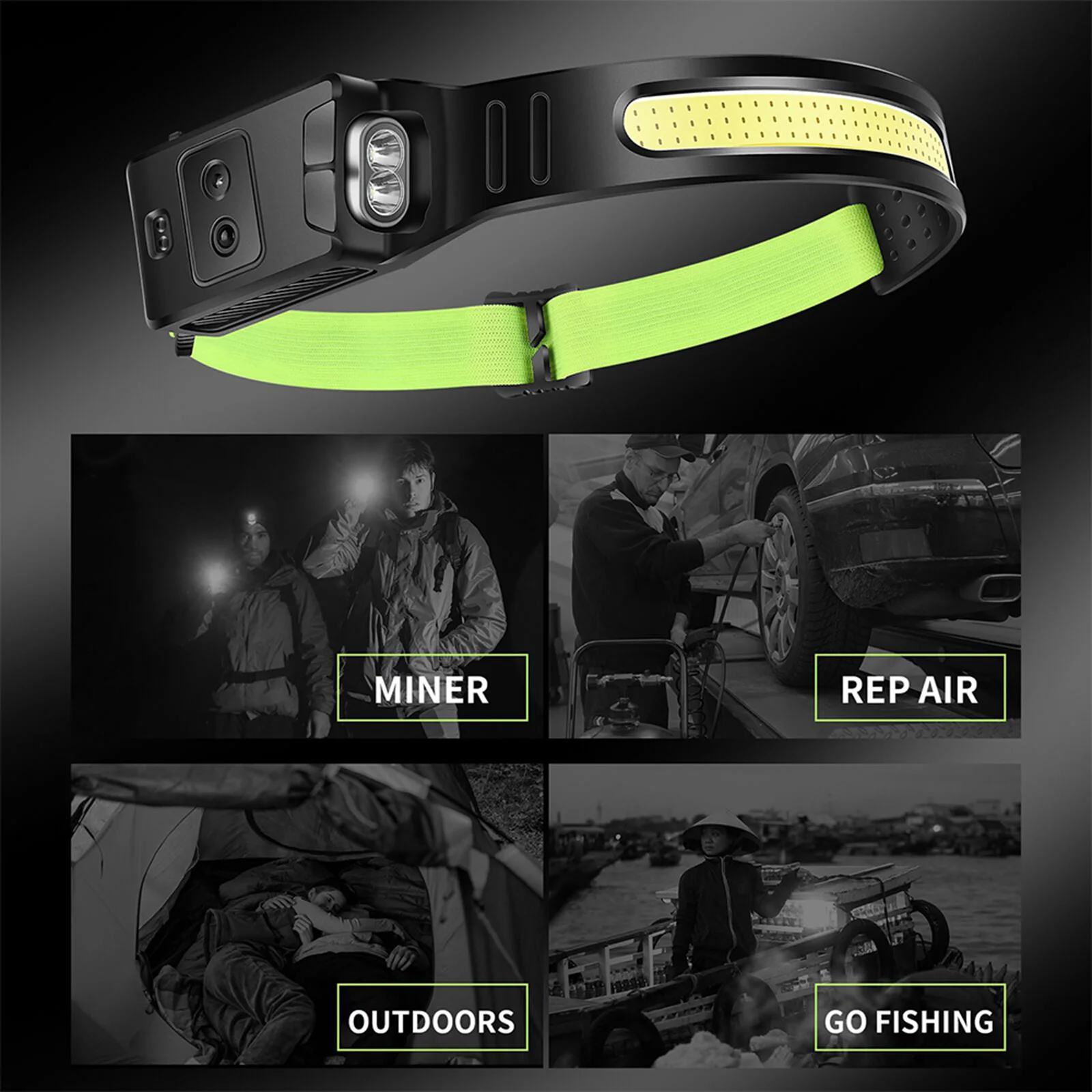 1-10PCS COB Headlamp LED Flashlgith USB Rechargeable Head Torch 6 Lighting Modes Light Work For Camping Lanterna |