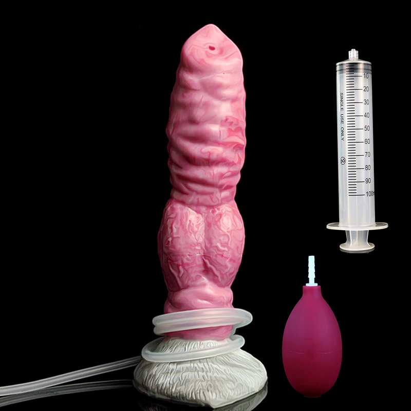8 Inch Animal Wolf Dog Knot Dildo Squirting Function Silicon