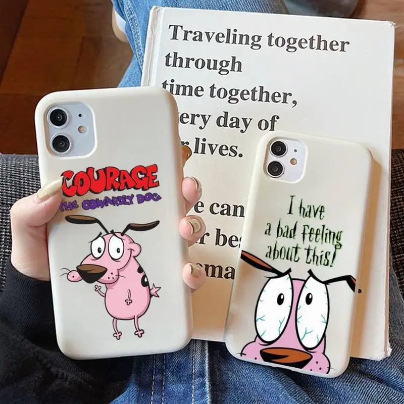 

Dog-Courage-The-Cowardly Phone Case for iPhone 11 12 13 Mini Pro Xs Max 8 7 6 6S Plus X XR Solid Candy Color Case