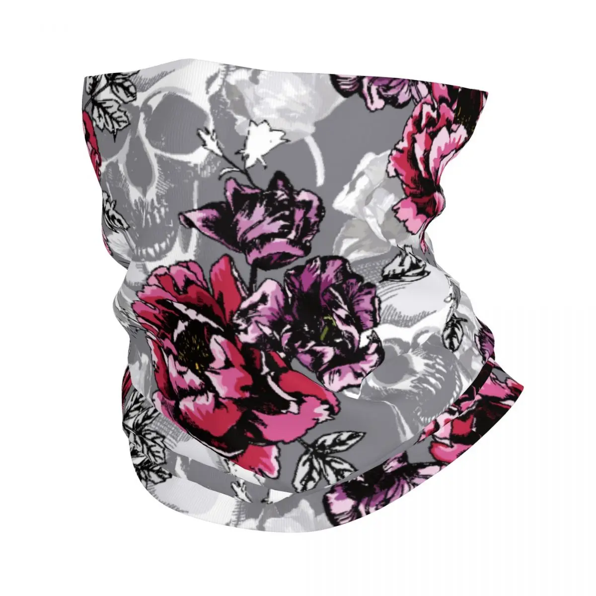 

Floral Skull Bandana Neck Cover Printed Pink Peony Wrap Scarf Multifunctional Face Mask Hiking Unisex Adult Windproof
