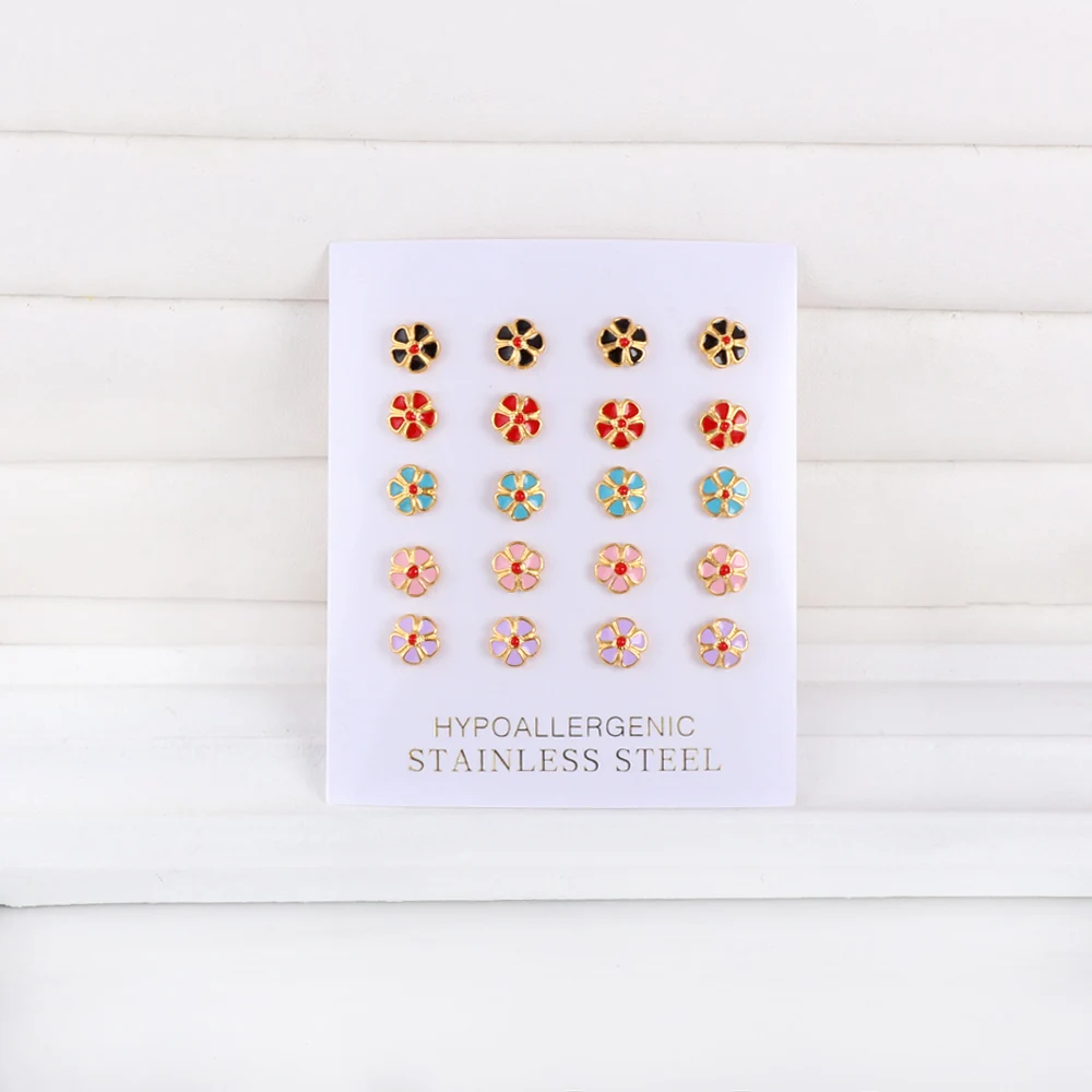 LUXUKISSKIDS комплекты сережек упаковка нержавеющая сталь романтический цветок