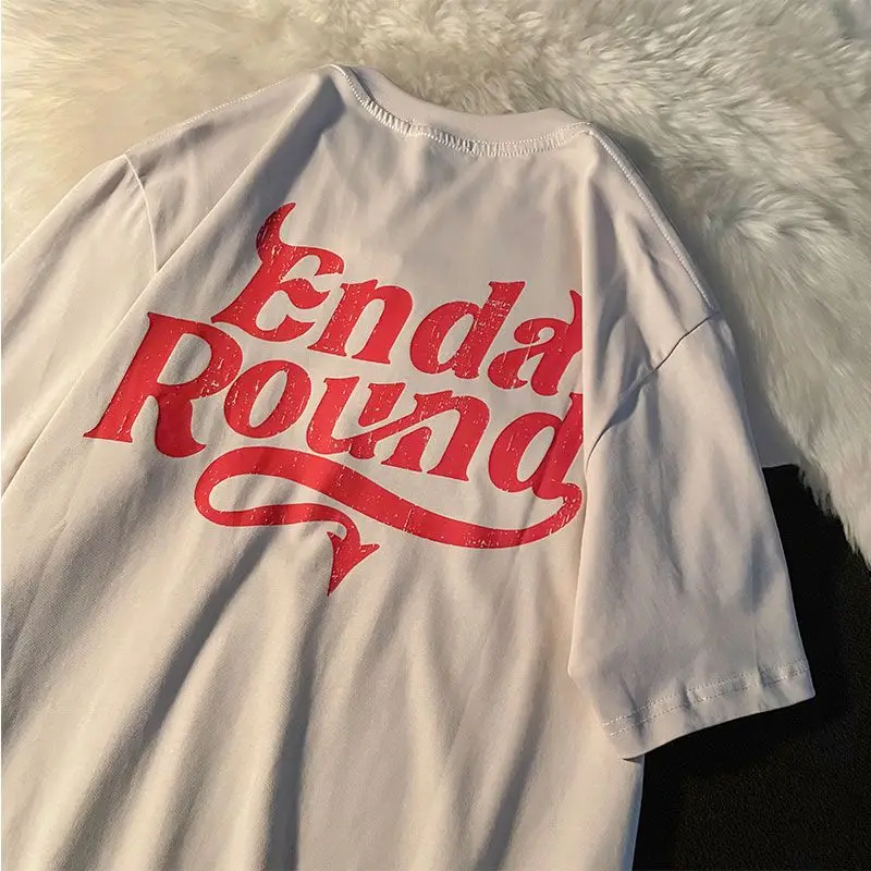 

Хлопковая футболка в американском ретро-стиле с принтом алфавита