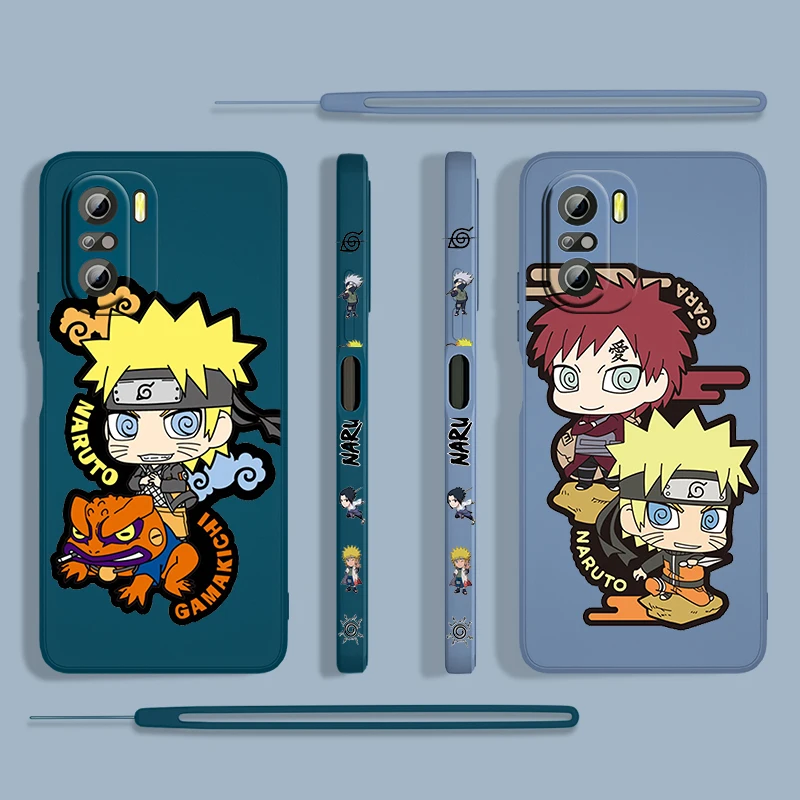 

Cartoon Cute Naruto Art For Xiaomi Redmi K50 Gaming 10X 9 9A 9T 9AT 8 8A 7 6A 5A 4X Pro 5G Liquid Left Rope Silicone Phone Case