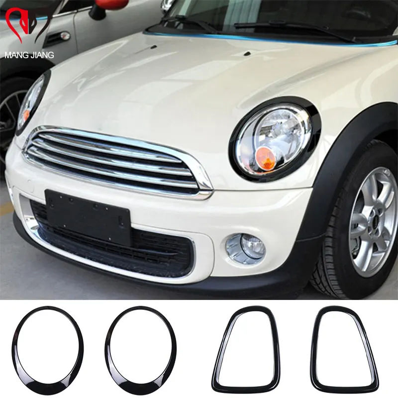 4PCS For Mini Cooper R56 R57 R58 R59 Rear Front Tail Headlights Accessories Ring Panel Trim Frame Cover Stickers Auto Decoration