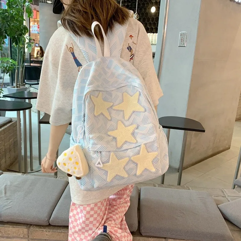 

Student Schoolbag Five-pointed Star Large Capacity Lightweight Boys and Girls Backpack Fresh and Sweet Travel Backpack