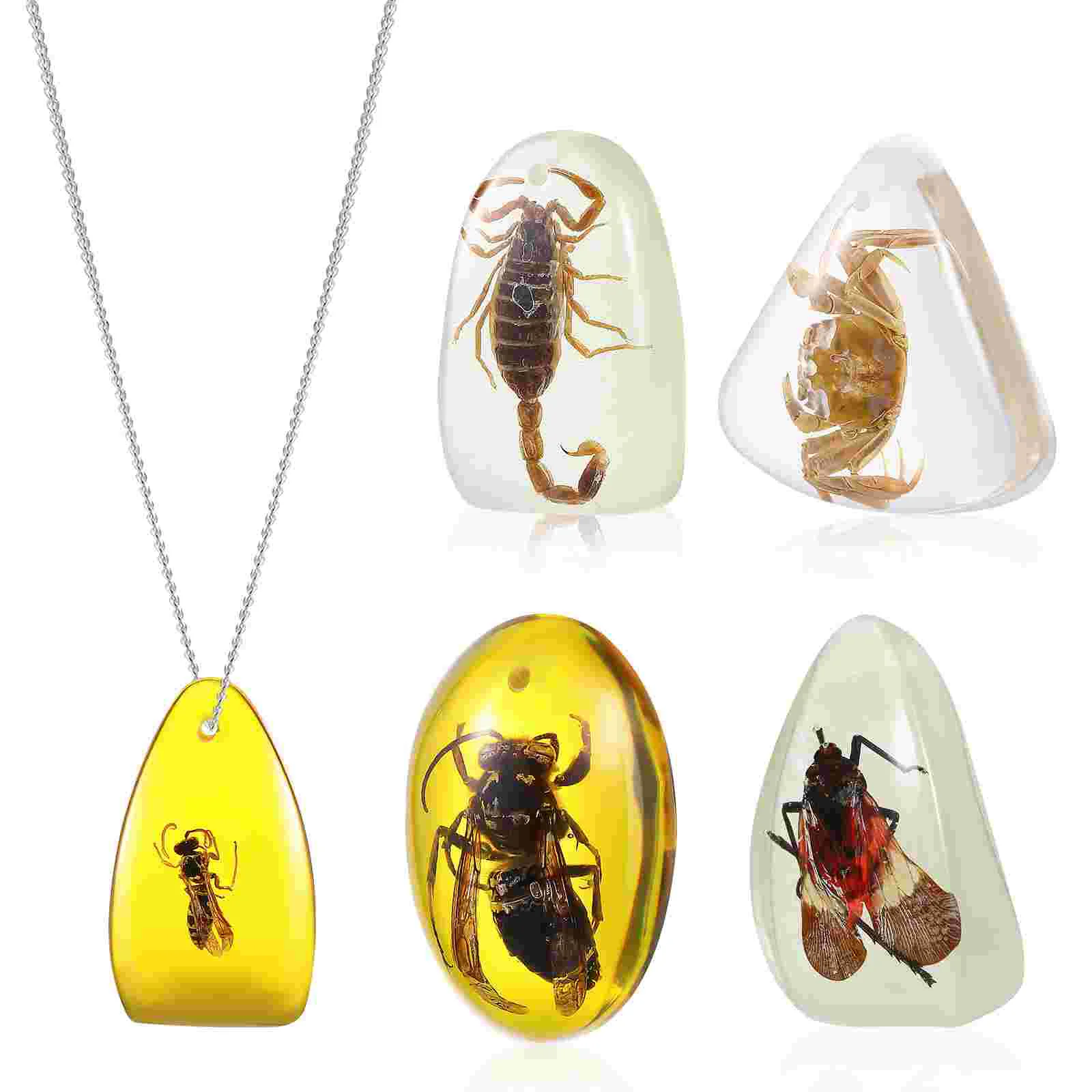 

5 Pcs DIY Charms Pendants Kid Ornaments Resin Amber Ornament Children's Jewelry Amber Pendant Insect Craft Charms Pendants