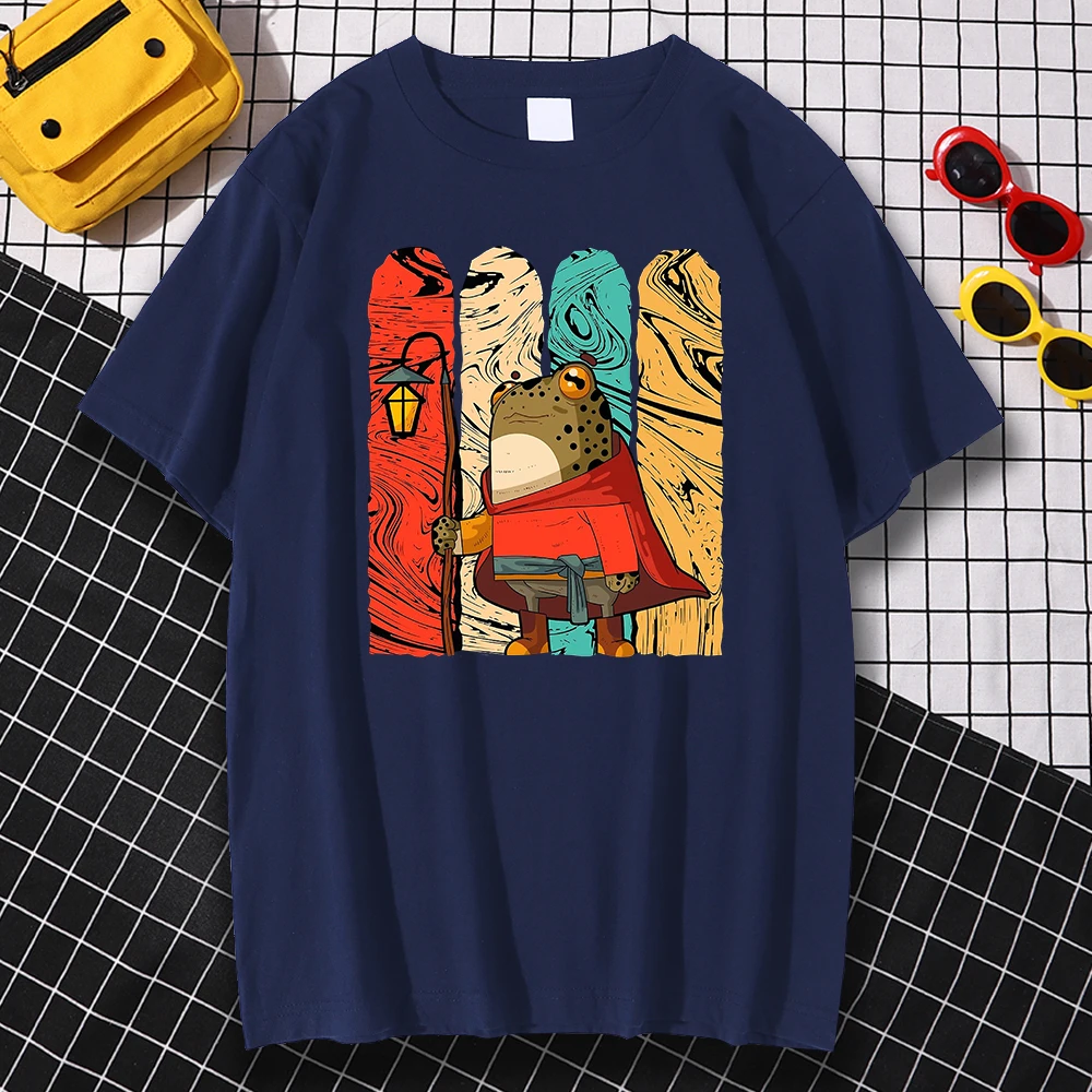 Футболка Cottagecore Мужская в эстетическом стиле тенниска с принтом лягушки и грибов