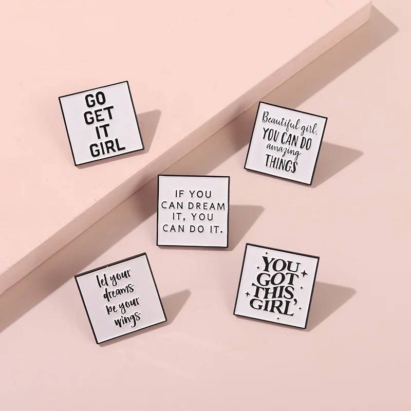 

Cute Letter Metal Brooch Gifts For Kids Friends Fashion Black Letter Enamel Badges Lapel Pins Metal Brooches Wholesale
