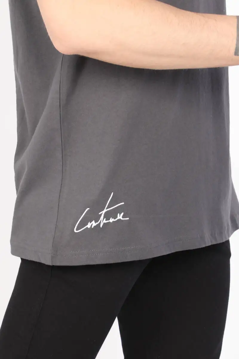 

Mens Dark Gray Crew Neck T-shirt
