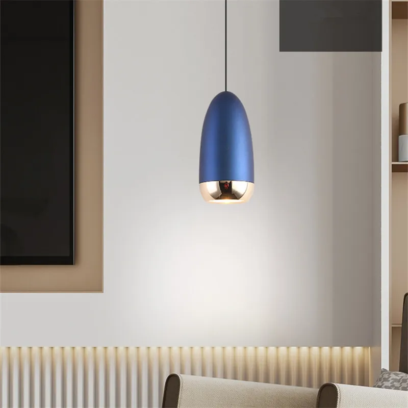 

OUFULA Modern Blue Hanging LED Pendant Lights Simplicity Creative Design Bedside Ceiling Chandelier For Home Bedroom Bar