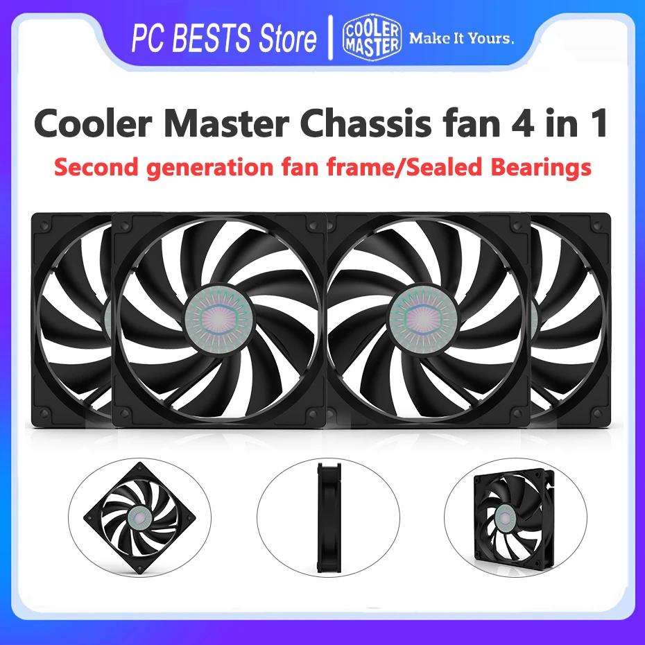 

Cooler Master R4-S2S-124K-R2 Computer Chassis Fan 4 in 1 3PIN silent Driver CPU 120mm Cooling Fans