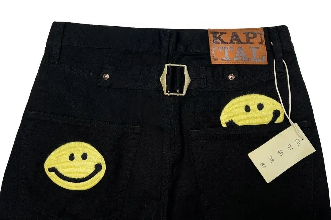 Smiley Trousers 22AW Men's Design Personality Embroidered Smiley Overalls Men's Gothic Retro Street Fashion Casual Long Pants