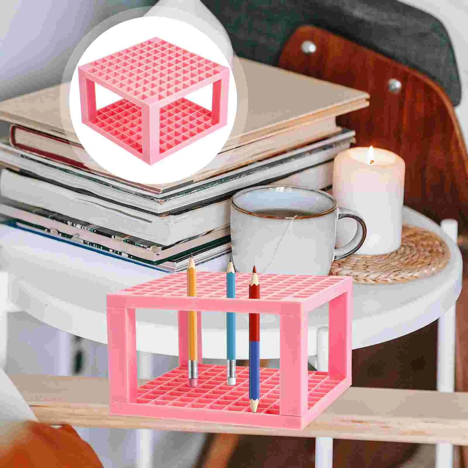 

2pcs Square Paintbrush Holders Multi-holes Pencils Brush Storage Racks )
