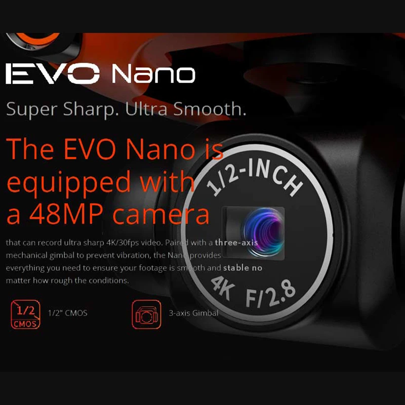 Квадрокоптер с регулируемой апертурой Autel Robotics EVO NANO/ Nano Plus 4k profesional Sensor камерой 30fps
