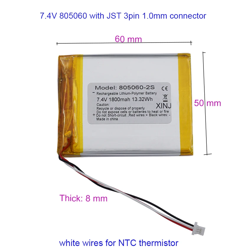 Литий-полимерная аккумуляторная батарея JST 3-контактный разъем 1 0 мм для модели Road