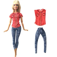 nk official 1 set party casual outfit fashion orange shirt modern jeans accessories for barbie doll clothes 16 doll toys