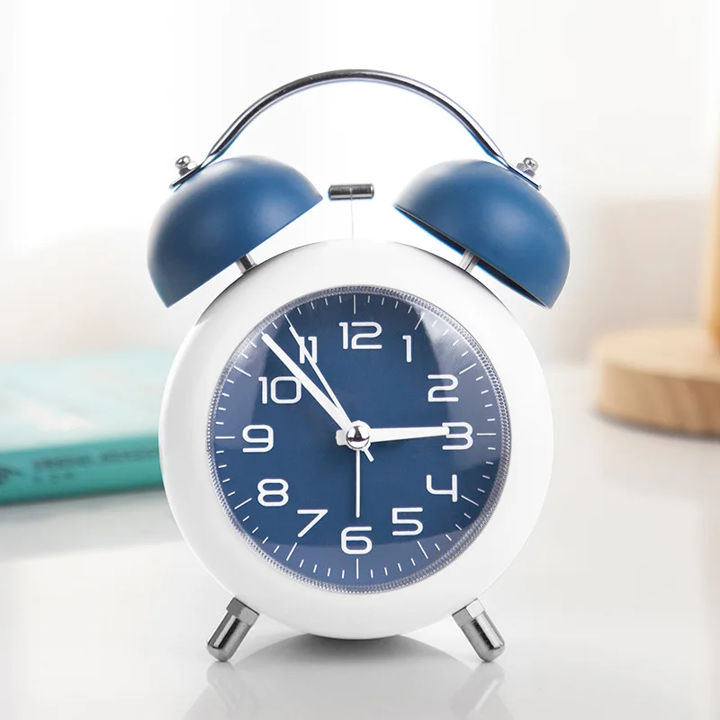 For Students And Children Mechanical Metal Ringing, Silent Night Light, Bedroom Table Clock