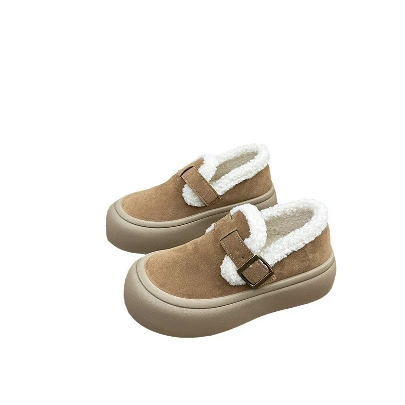 Женские туфли для волос на толстой подошве новинка 2024 зимние женские красные из