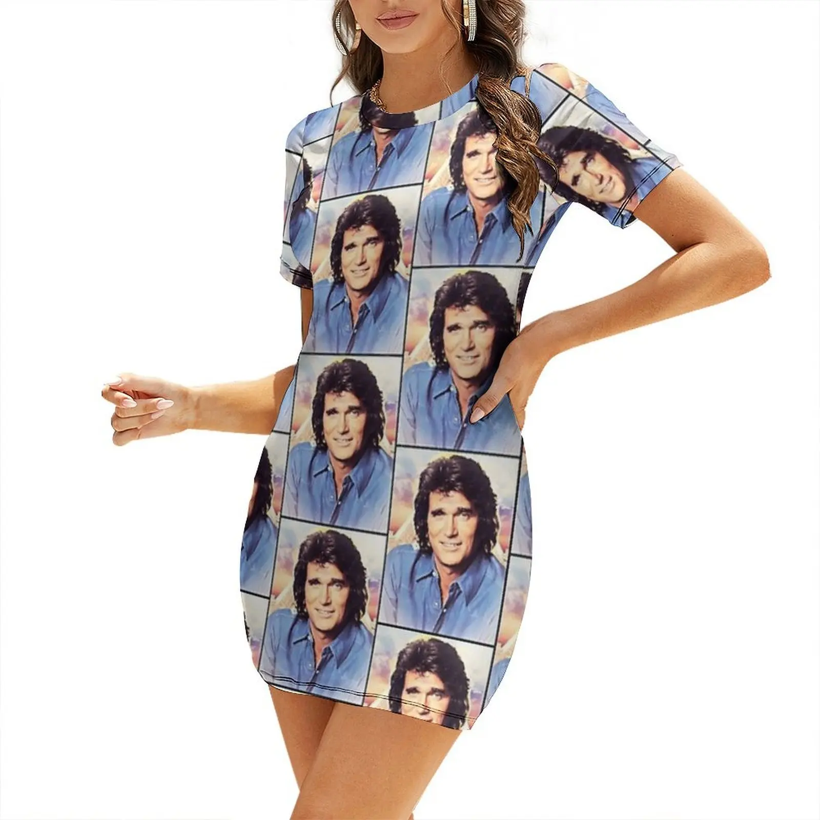 Фото Платье с короткими рукавами Michael Landon. Женская одежда, платья для женщин. Женская одежда лето 2026. Новинки 2026 года. Платье. №1