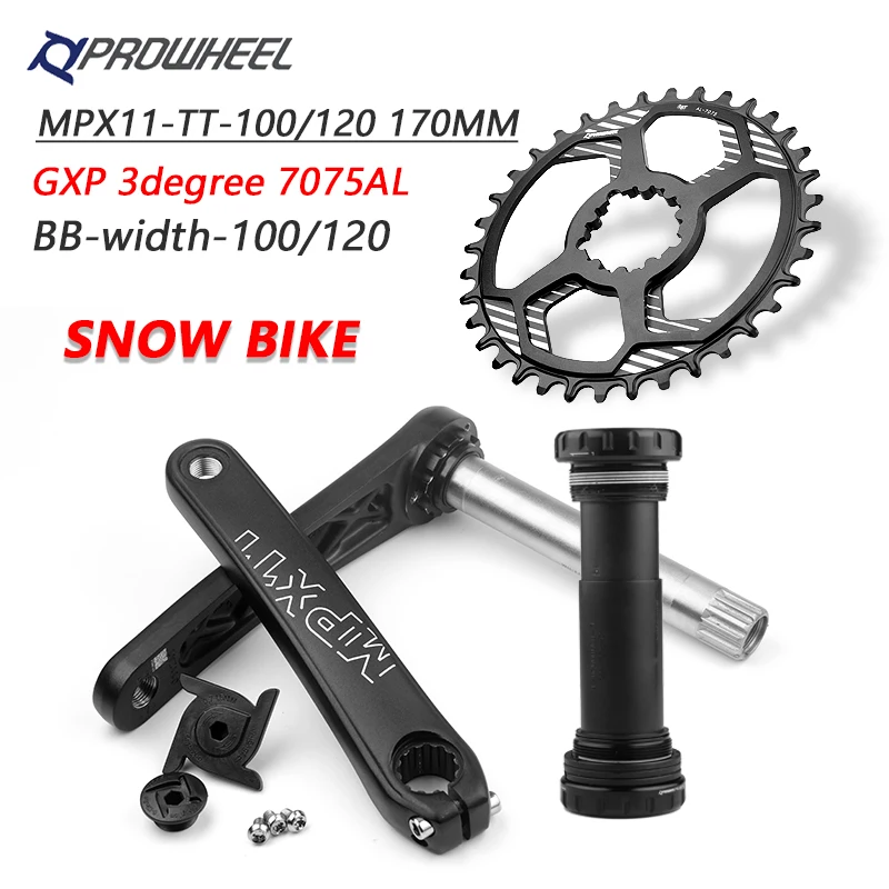

PROWHEEL Snow Bike Crankset 170mm Crank 28T 30T 32T 34T 36T 38T Chainring GXP Bottom Bracket BB 100/120mm Fat Bicycle Crank Kit