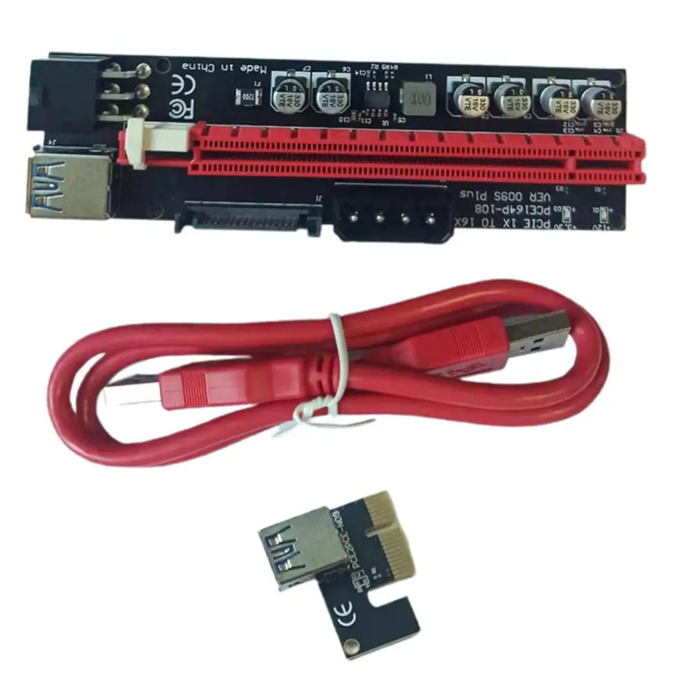 

VER 009S PCI-E Riser Card PCI-E1X To 16X Graphics Card Extension Cable Transfer Wiring USB3.0 Interface 6PIN SATA Interface