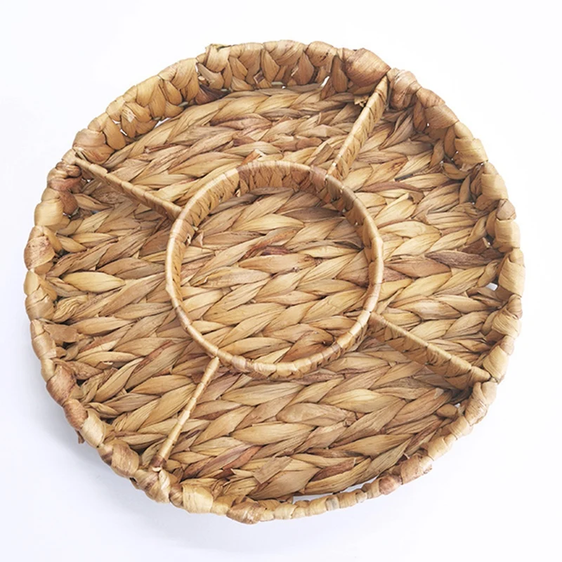 

Water Hyacinth Storage Tray Wicker Basket Bread Fruit Food Breakfast Picnic Basket Kitchen Storage Basket