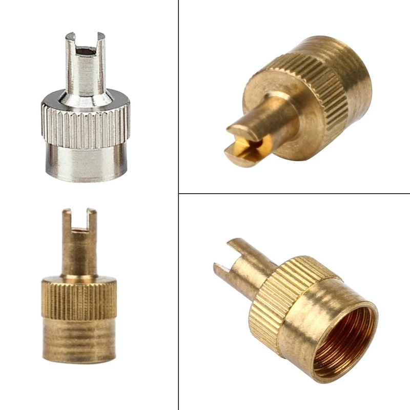 Copper Slotted Head Car Motorcycle Tire Valve Stem Caps With Core Remover Tool Metal Tyre Wheel Parts Accessories 4pcs - купить по